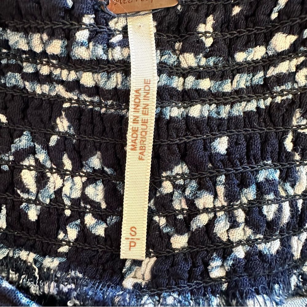 Free People Elena blue print wide‎ leg pants size S - Picture 9 of 14